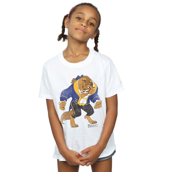 Disney Girls Beauty And The Beast Classic Beast Bomull T-shirt White 7-8 Years