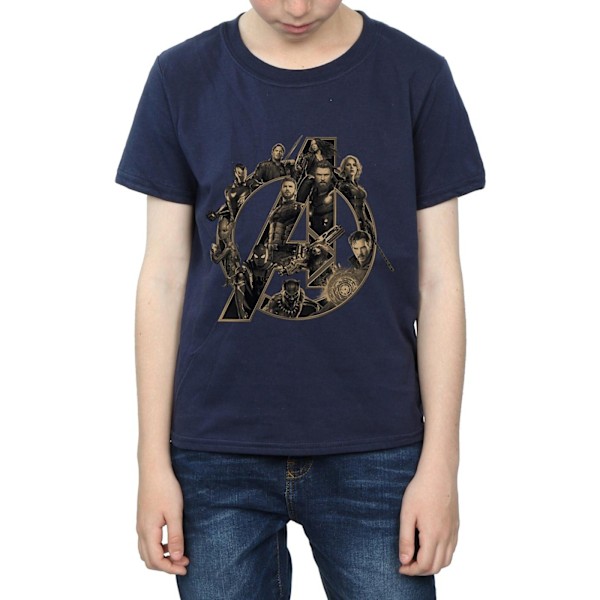 Avengers Infinity War Pojkar Logotyp Bomulls T-shirt 12-13 År Marinblå Navy Blue 12-13 Years