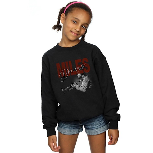 Miles Davis Girls Distressed Photo Sweatshirt 5-6 år Svart Black 5-6 Years