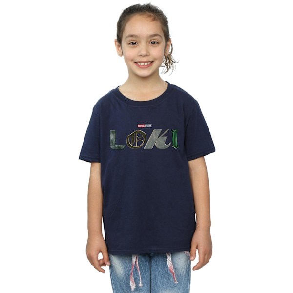 Marvel Girls Loki Logo Bomull T-shirt 9-11 år Marinblå Navy Blue 9-11 Years