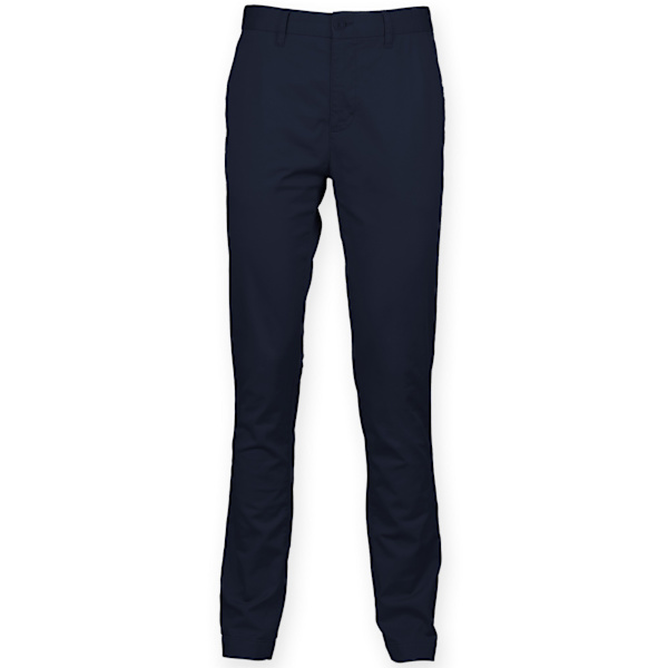 Front Row Herr Chino Stretchbyxor i Bomullsblandning 32R Marinblå Navy 32R