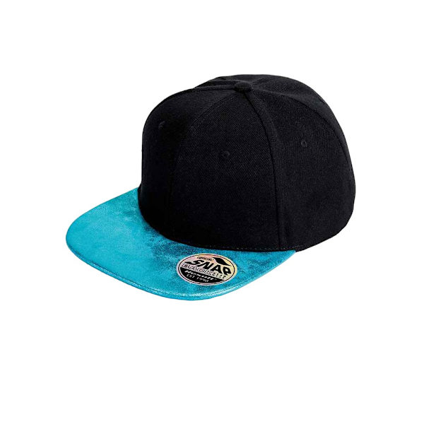 Result Headwear Unisex Vuxen Bronx Glitter Flat Peak Snapback C Black/Turquoise One Size