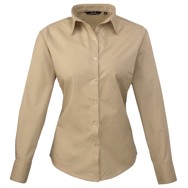 Premier Dam/Kvinnor Poplin Långärmad Blus 8 Khaki Khaki 8