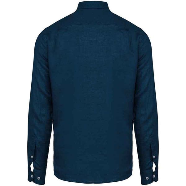 Spasso Linneskjorta för män, långärmad, L Påfågelblå Peacock Blue L