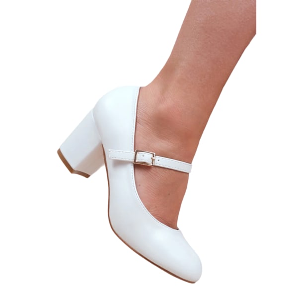 Where's That From Dam/Dam Araceli Block Heel Mary Janes 8 White 8 UK