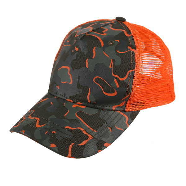 Regatta Tuyler Camo Trucker Cap för barn/ungdomar, One Size, Grape L Grape Leaf/Magma Orange One Size