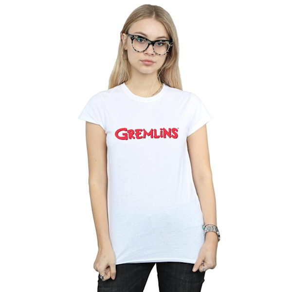 Gremlins Dam/Kvinnor Text Logo Bomull T-shirt M Vit White M