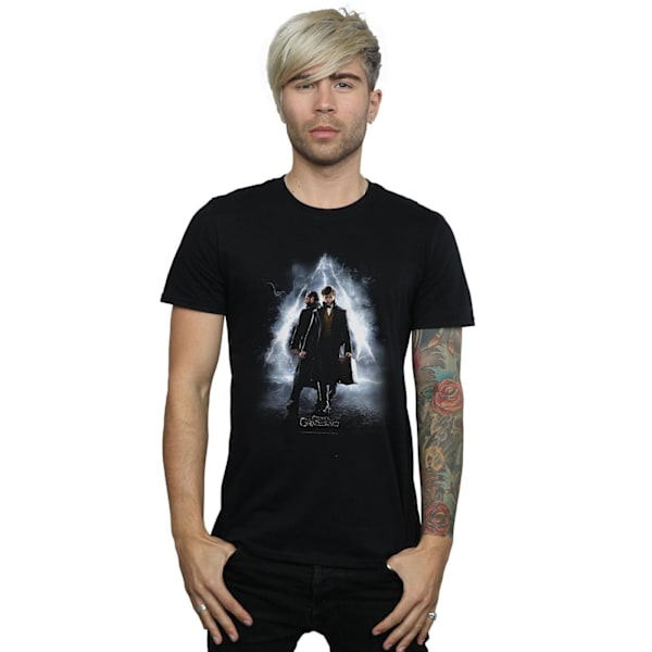 Fantastiska vidunder Mäns Newt och Dumbledore Poster T-shirt S Svart Black S