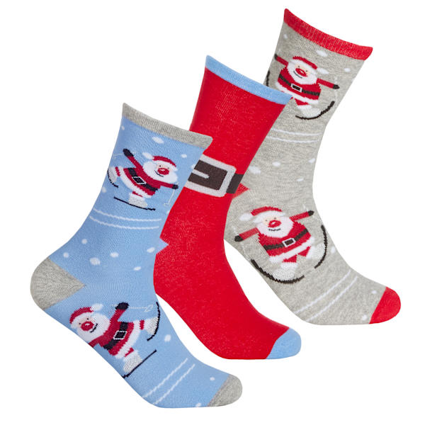 Womens/Ladies Cotton Rich Festive Socks (3 Pairs) UK 4-8 Blå/G Blue/Grey UK 4-8