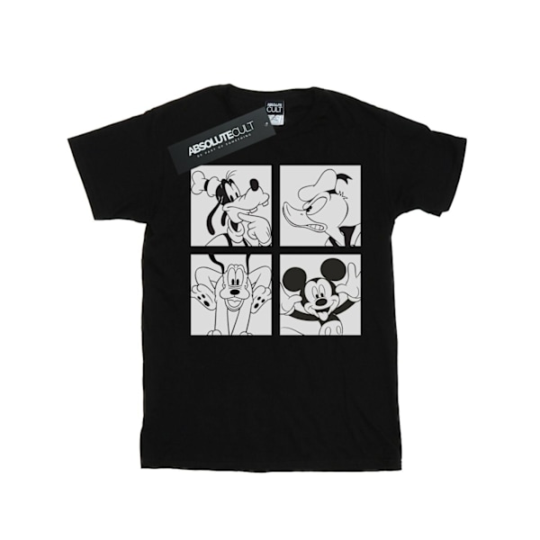 Disney Girls Mickey, Donald, Goofy och Pluto Boxed Bomull T-shirt Black 12-13 Years