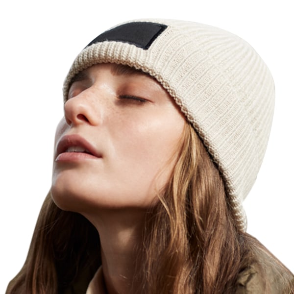 Beechfield Fashion Woven Patch Beanie One Size Oatmeal/Black Oatmeal/Black One Size