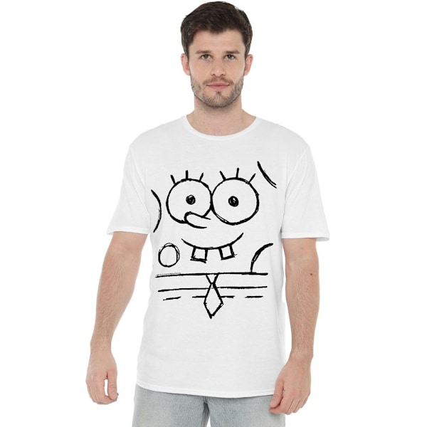 SvampBob Fyrkant Herr Skiss Leende T-Shirt 4XL Vit White 4XL