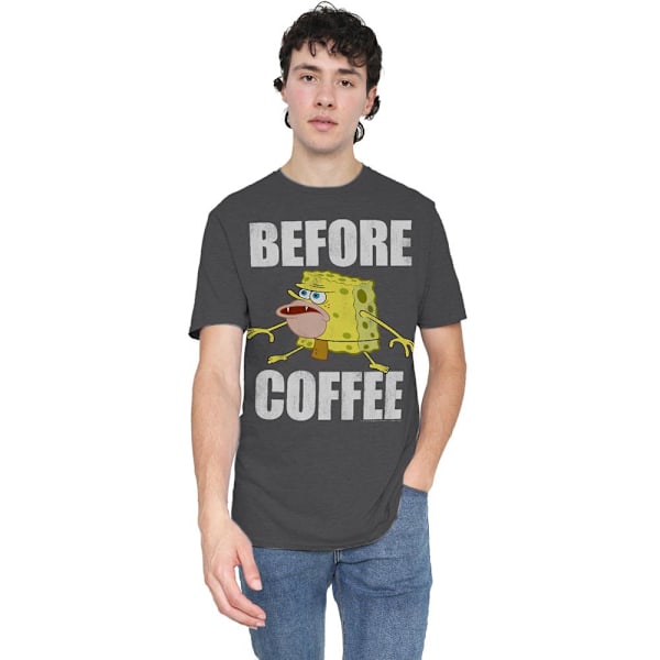 SvampBob Fyrkant Unisex Vuxen Innan Kaffe Meme T-Shirt S Charcoal S