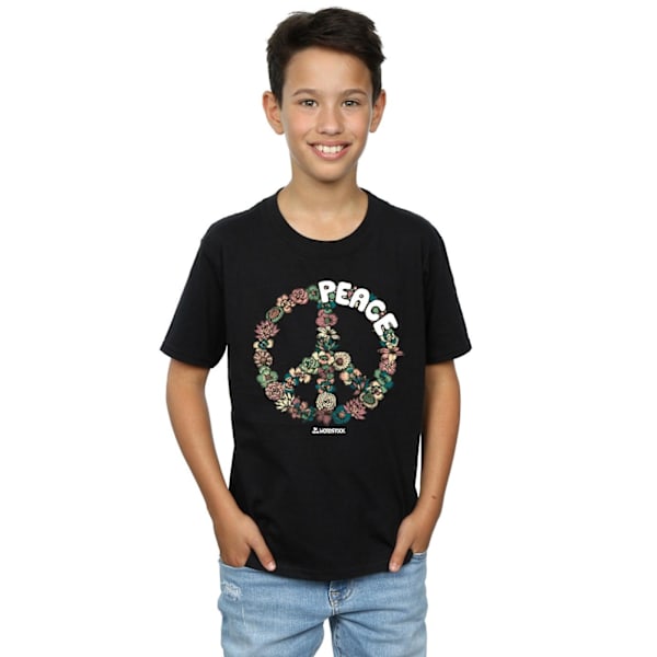 Woodstock Boys Floral Peace T-Shirt 9-11 år Svart Black 9-11 Years