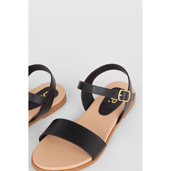 Dorothy Perkins Dam/Kvinnor Faye Bred Platta Sandaler 4 UK Svart Black 4 UK