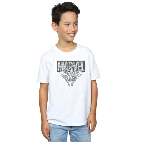 Marvel Pojkar Spider-Man Marvel Logotyp T-Shirt 3-4 År Vit White 3-4 Years