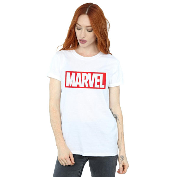 Marvel Comics Dam/Damer Klassisk Logotyp Bomull Boyfriend T-shirt White 3XL