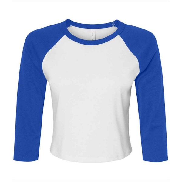 Bella + Canvas Dam Micro-Rib Raglan 3/4-ärmig T-shirt White/Royal Blue XS