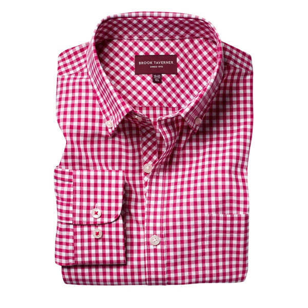 Brook Taverner Mens Montana Gingham långärmad skjorta 15,5 UK R Red 15.5 UK