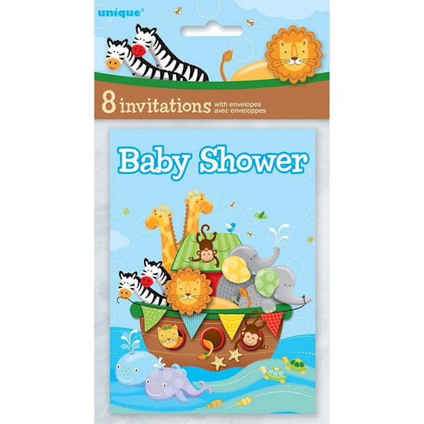 Unika fest Noahs ark babyshowerinbjudningar (8-pack) En Multicoloured One Size