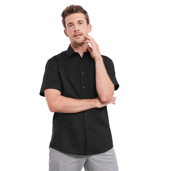 Russell Collection Herr Oxford Easy-Care Skräddarsydd Skjorta 16in Bl Black 16in
