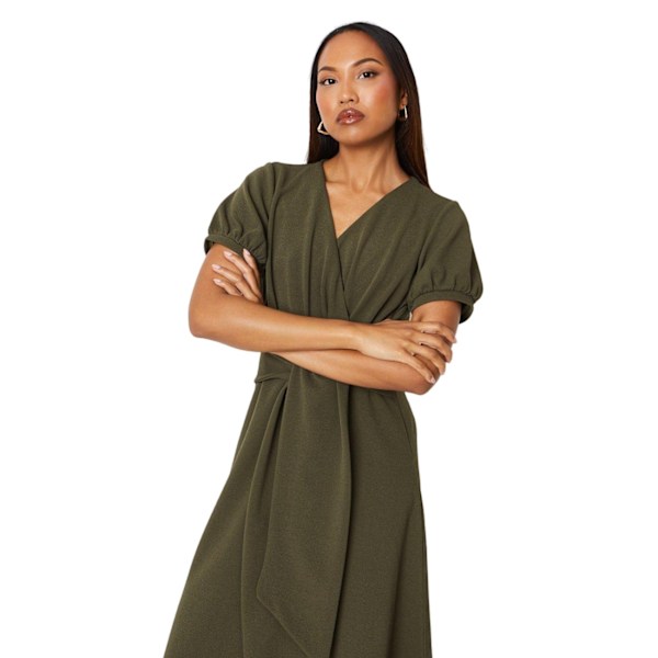 Debenhams Dam/Dam Texturerad Jersey Bälte Midi Klänning 16 UK K Khaki Green 16 UK