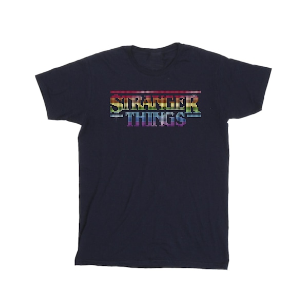 Netflix Stranger Things Rainbow Dot Logo T-shirt 4XL Marinblå Navy Blue 4XL