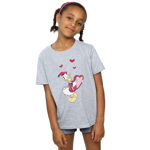 Disney Girls Donald Duck Love Heart Bomull T-shirt 9-11 År S Sports Grey 9-11 Years