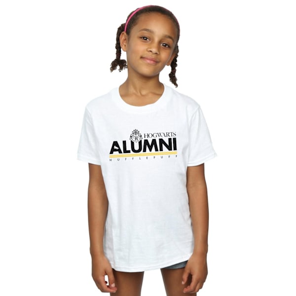 Harry Potter T-shirt i bomull för flickor, Hogwarts Alumni Hufflepuff, 9- White 9-11 Years