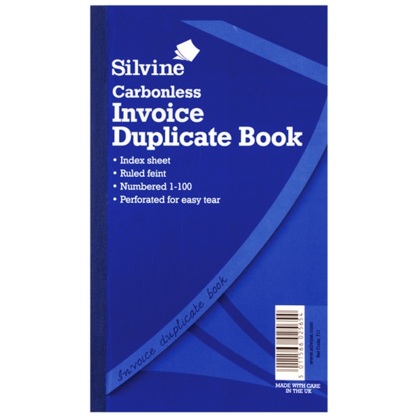 Silvine Stor självkopierande fakturabok Fint 200 ark (paket med Blue One Size