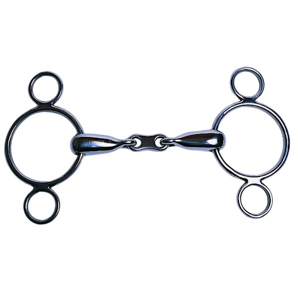 Korsteel Rostfritt Stål Fransk Länk 2 Ring Dutch Gag Hästbett Silver 6in