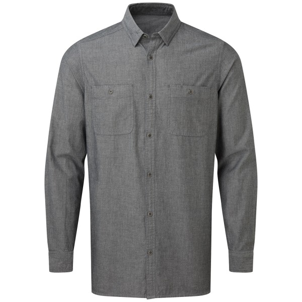 Premier Mens Organic Fairtrade Certified Chambray Shirt XL Grå Grey Denim XL