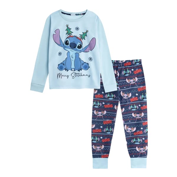 Lilo & Stitch Långärmad Julpyjamas för Barn Blue 8-9 Years