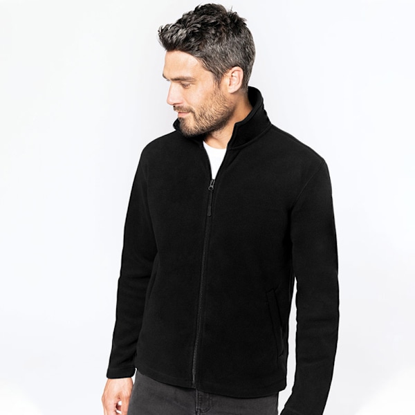 WK. Designad för att fungera herr full dragkedja anti-piller mikrofleece jacka Black M