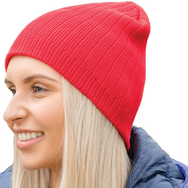 Result Unisex Vuxen Dubbelstickad Mössa En Storlek Röd Red One Size