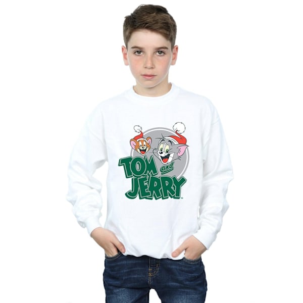 Tom And Jerry Boys Julhälsningar Sweatshirt 7-8 År Vit White 7-8 Years