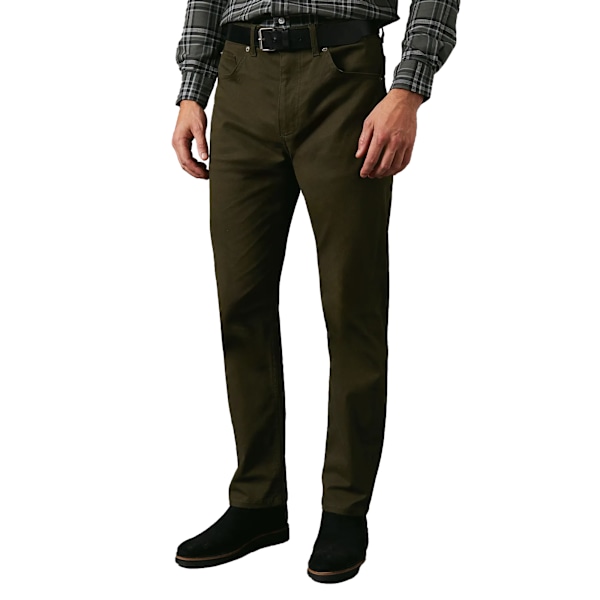 Maine Herr Twill Stretch Straight Leg Jeans 40R Khaki Grön Khaki Green 40R