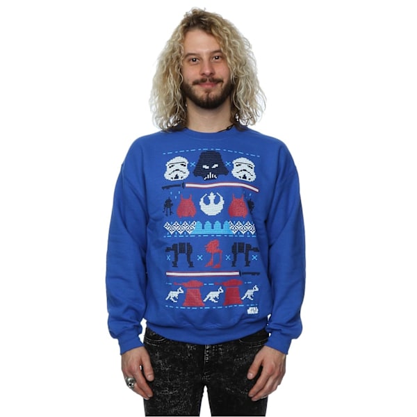 Star Wars Mäns Dark Side Fair Isle Jultröja S Royal Royal Blue S