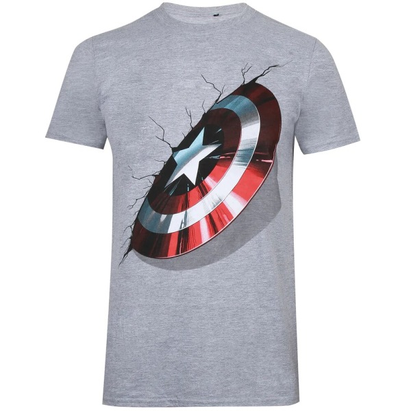Captain America Mens 3D Heather T-Shirt XXL Grå Grey XXL