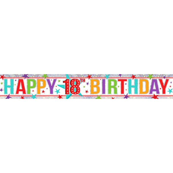 Amscan Holografisk Foliebanner Grattis på 3-årsdagen Flerfärgad Multicoloured Happy 3rd Birthday