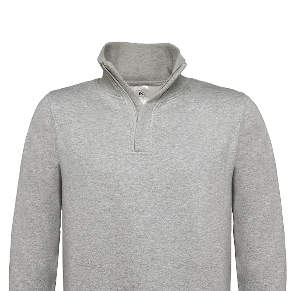 B&C Herr ID.004 Bomull Kvarts Dragkedja Sweatshirt XXL Heather Grey Heather Grey XXL