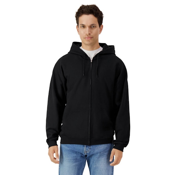 Gildan Herr Softstyle Fleece Mellanvikt Hel Dragkedja Huvtröja M Svart Black M