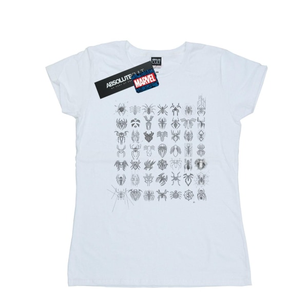 Marvel Womens/Ladies Spider-Man Spidey Symbols Sketched Cotton White XL