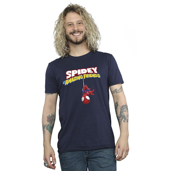 Marvel Herr Spider-Man Hänger Upp och Ner T-shirt L Marinblå Navy Blue L