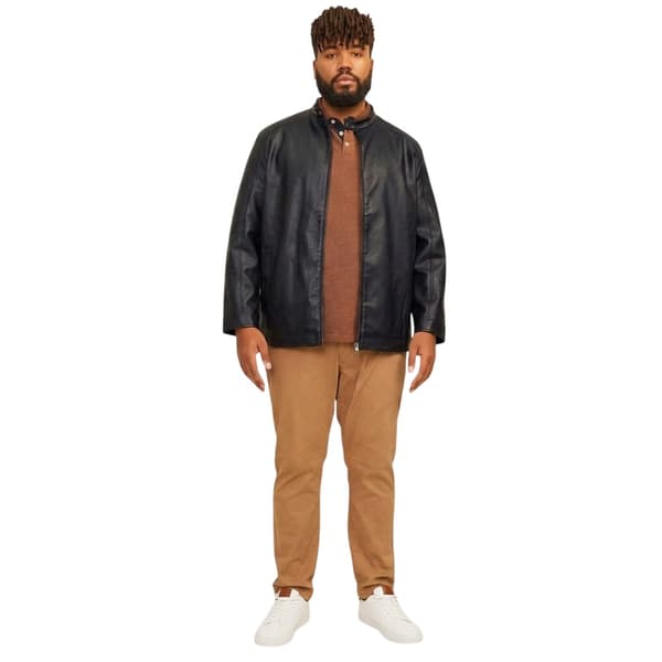 Jack And Jones Herr PU Plus Bikerjacka 4XL Svart Black 4XL