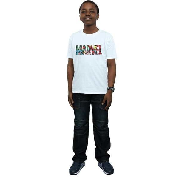 Marvel Comics Pojkar Logotyp Karaktär Infill T-Shirt 3-4 År Vit White 3-4 Years