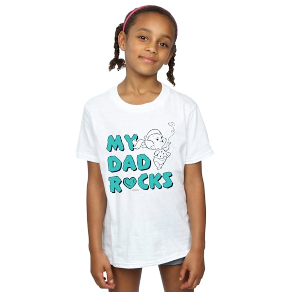 The Flintstones Girls Pebbles My Dad Rocks Bomull T-shirt 7-8 år White 7-8 Years