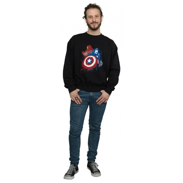 Marvel Mens Captain America Civil War Painted Vs Iron Man Sweat Black XL