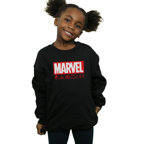 Marvel Girls Logo Wash Care Sweatshirt 7-8 Years Black Black 7-8 Years