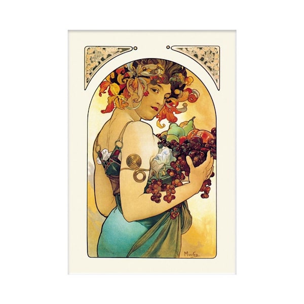 Alphonse Mucha Pappersfrukt Monterad Tryck 40cm x 30cm Flerfärgad Multicoloured 40cm x 30cm